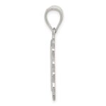 Sterling Silver Square Diamond-cut Letter E Initial Pendant - Image 2