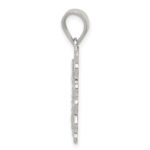 Sterling Silver Square Diamond-cut Letter J Initial Pendant - Image 2