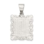 Sterling Silver Square Diamond-cut Letter J Initial Pendant - Image 4