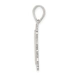 Sterling Silver Square Diamond-cut Letter K Initial Pendant - Image 2