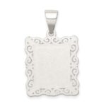 Sterling Silver Square Diamond-cut Letter M Initial Pendant - Image 4