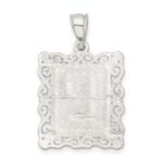 Sterling Silver Square Diamond-cut Letter P Initial Pendant - Image 4