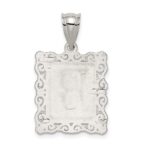 Sterling Silver Square Diamond-cut Letter R Initial Pendant - Image 3