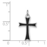 Sterling Silver Platinum-plated Black Enameled Cross Charm - Image 4