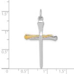 Sterling Silver Platinum-plated & Vermeil Nail Cross Pendant - Image 4