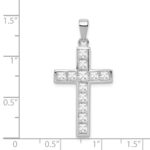 Sterling Silver Rhodium-plated CZ Cross Pendant - Image 3