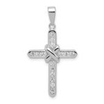 Sterling Silver Rhodium-plated CZ Cross Charm