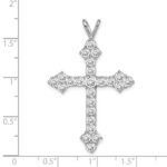 Sterling Silver Rhodium-plated CZ Cross Pendant - Image 4