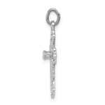 Sterling Silver Platinum-plated Budded Cross w/CZ Charm - Image 2