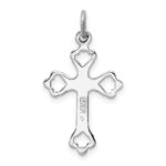 Sterling Silver Platinum-plated Budded Cross w/CZ Charm - Image 4