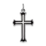 Sterling Silver Platinum-plated Enameled Cross Charm