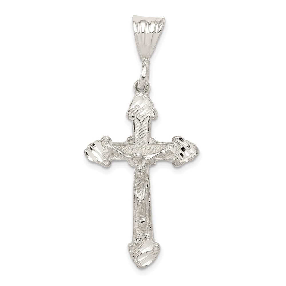 QC3410.jpg Sterling Silver Diamond-Cut Crucifix Pendant - Image 1