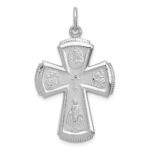 Sterling Silver Platinum-plated Satin Cross Pendant