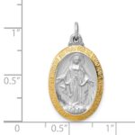 Sterling Silver Platinum-plated Miraculous Medal - Image 3