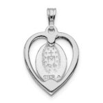 Sterling Silver Platinum-plated Miraculous Heart Medal - Image 4
