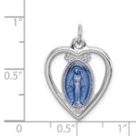 Sterling Silver Platinum-plated Miraculous Heart Medal - Image 4