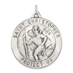 Sterling Silver Antiqued St. Christopher Medal