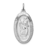 Sterling Silver Platinum-plated St. Christopher Medal