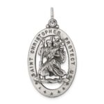 Sterling Silver Antiqued St. Christopher Medal