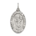 Sterling Silver Antiqued St. Christopher Hockey Medal