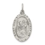 Sterling Silver Antiqued St.Christopher Soccer Medal