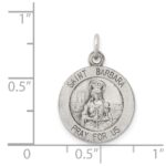 Sterling Silver Antiqued Saint Barbara Medal - Image 3
