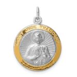 Sterling Silver Platinum-plated Saint Jude Thaddeus Medal