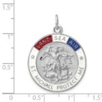 Sterling Silver Platinum-plated Enameled Saint Michael Medal - Image 3