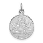Sterling Silver Platinum-plated/Plain Back Angel Medal