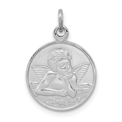 Sterling Silver Platinum-plated/Plain Back Angel Medal