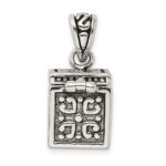 Sterling Silver Antiqued Square Prayer Box Pendant - Image 4