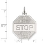 Sterling Silver Rhodium-plated I'll Never stop loving you Charm - Image 4