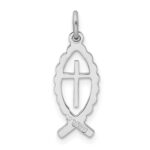 Sterling Silver Platinum-plated Ichthus Fish Charm - Image 3