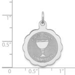 Sterling Silver Rhodium-plated First Holy Communion Disc Charm - Image 4