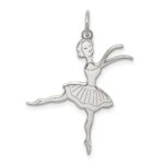 Sterling Silver Rhodium-plated Ballerina Polished Charm