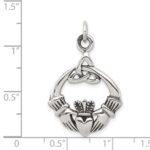 Sterling Silver Antiqued Claddagh Pendant - Image 3