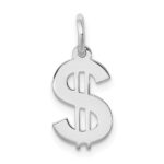 Sterling Silver Rhodium-plated Dollar Sign Polished