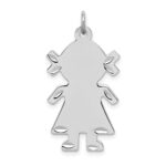 Sterling S. Rh-plt Engravable Girl Polished Front/Satin Back Disc Charm