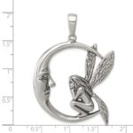 Sterling Silver Antiqued Moon/Fairy Pendant - Image 3
