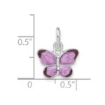 Sterling Silver Rhodium-plated Rhod Enameled Purple Butterfly - Image 4