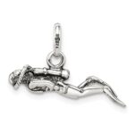 Sterling Silver Antiqued Scuba Diver Charm - Image 3