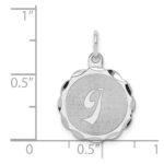 Sterling Silver/Rhodium-plated Brocaded Letter I Initial Pendant - Image 4