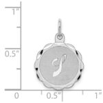 Sterling Silver/Rhodium-plated Brocaded Letter J Initial Pendant - Image 3