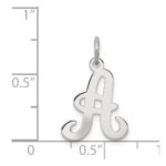 Sterling Silver Rhodium-plated Stamped Letter A Initial Charm - Image 3