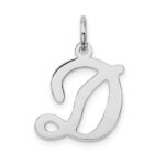 Sterling Silver Rhodium-plated Stamped Letter D Initial Charm