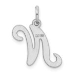 Sterling Silver Rhodium-plated Stamped Letter N Initial Charm - Image 3