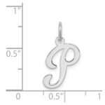 Sterling Silver Rhodium-plated Stamped Letter P Initial Charm - Image 4