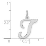 Sterling Silver Rhodium-plated Stamped Letter T Initial Charm - Image 3