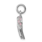 Sterling Silver Rhodium-plated Enameled Pink Ribbon Charm - Image 2