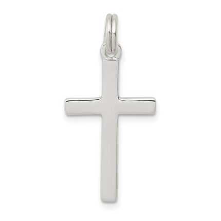 Sterling Silver Rhodium-plated Polished Cross Pendant